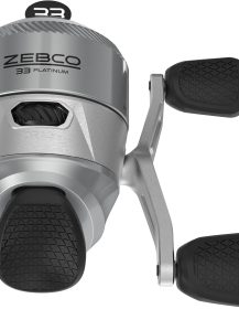 Zebco 33 Platinum Spincast Fishing Reel, Size 30 Reel, Right or Left-Hand Retrieve, 4.7:1 Gear Ratio, Pre-spooled with 10 lb Zebco Cajun Line, Silver